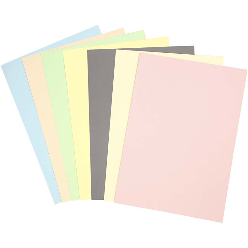 Pastel karton, A4, ark 210x297 mm, 160 g, pastelfarver, 210 ass. ark/ 1 pk.