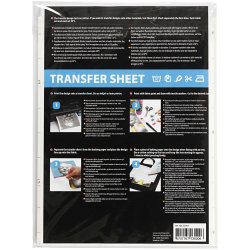 Transferark, ark 21,5x28 cm, til lyse og m&oslash;rke tekstiler, hvid, 12 ark/ 1 pk.