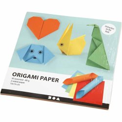Origamipapir, str. 15x15 cm, 80 g, 5x10 ark/ 1 pk.