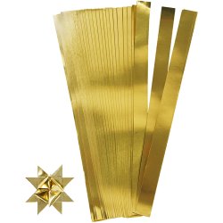 Stjernestrimler, L: 73 cm, B: 25 mm, diam. 11,5 cm, guld, 100 strimler/ 1 pk.