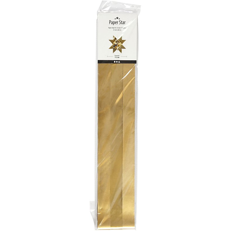 Stjernestrimler, L: 73 cm, B: 25 mm, diam. 11,5 cm, guld, 100 strimler/ 1 pk.