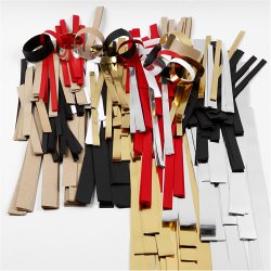 Stjernestrimler, L: 44+78 cm, diam. 4,5+6,5+11,5 cm, B: 10+15+25 mm, Indhold kan variere, guld, r&oslash;d, s&oslash;lv, hvid, 5000 strimler/ 1 pk.