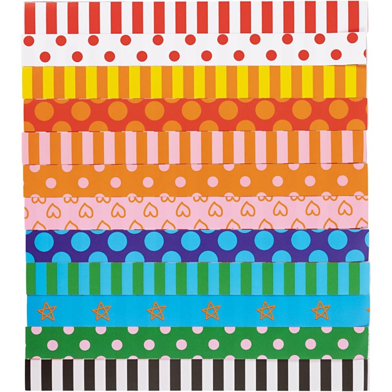 Guirlandestrimler med print, m&oslash;nstret, L: 16 cm, B: 15 mm, 2400 stk./ 1 pk.