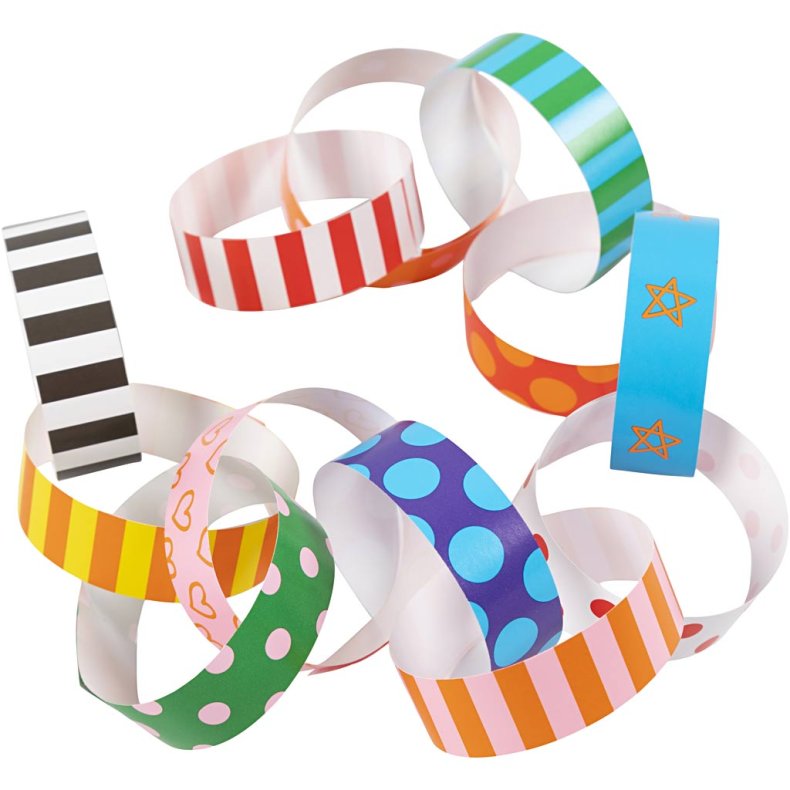 Guirlandestrimler med print, m&oslash;nstret, L: 16 cm, B: 15 mm, 2400 stk./ 1 pk.