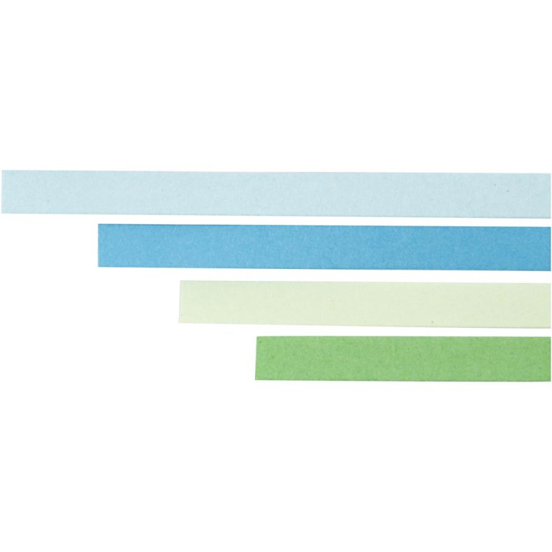 Quillingpapir, L: 78 cm, B: 5 mm, 120 g, bl&aring;, gr&oslash;n, limegr&oslash;n, turkis, 100 stk./ 1 pk.