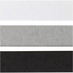 Quillingpapir, L: 78 cm, B: 5 mm, 120 g, sort, gr&aring;, hvid, 100 stk./ 1 pk.