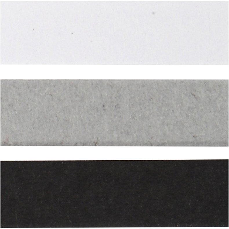 Quillingpapir, L: 78 cm, B: 5 mm, 120 g, sort, gr&aring;, hvid, 100 stk./ 1 pk.