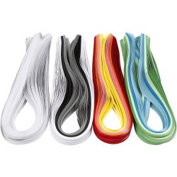 Quillingpapir, L: 78 cm, B: 5 mm, 120 g, ass. farver, 12x100 stk./ 1 pk.