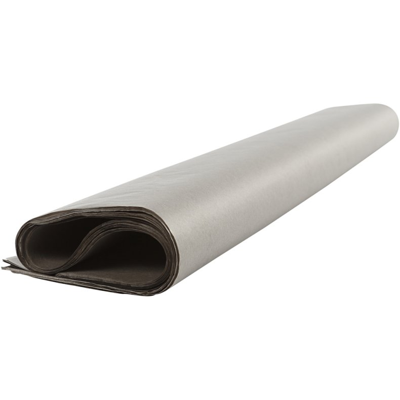 Silkepapir, ark 50x70 cm, 17 g, m&oslash;rk gr&aring;, 25 ark/ 1 pk.