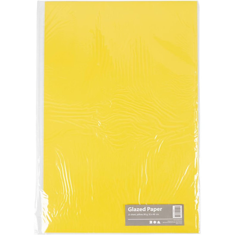Glanspapir, ark 32x48 cm, 80 g, gul, 25 ark/ 1 pk.