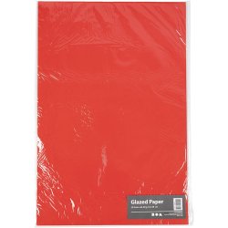 Glanspapir, ark 32x48 cm, 80 g, r&oslash;d, 25 ark/ 1 pk.