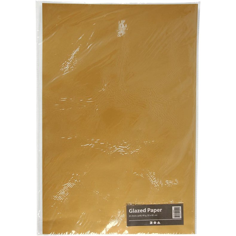 Glanspapir, ark 32x48 cm, 80 g, guld, 25 ark/ 1 pk.