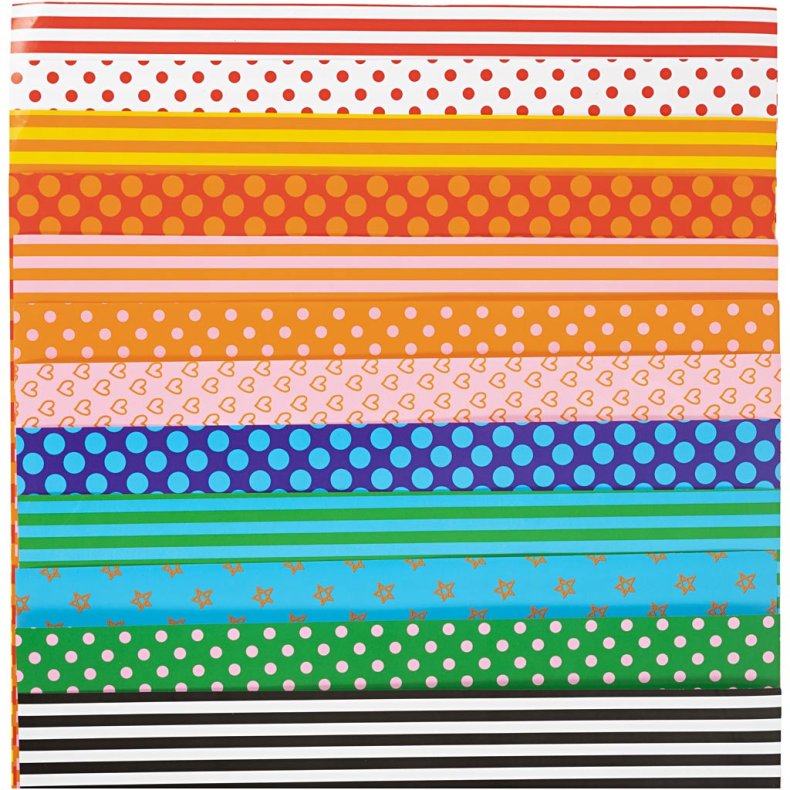 Glanspapir, m&oslash;nstret, ark 32x48 cm, 80 g, ass. farver, 100 ass. ark/ 1 pk.