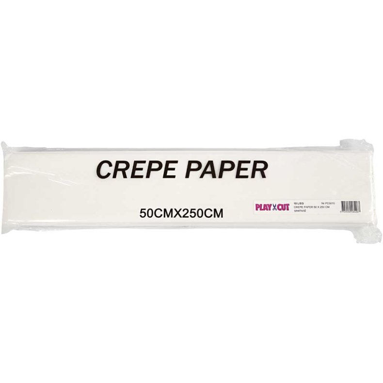 Crepepapir, ark 50x250 cm, hvid, 10 l&aelig;g/ 1 pk.