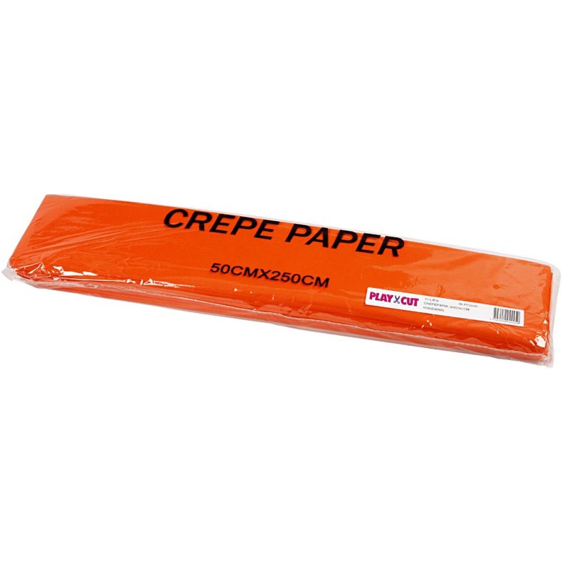 Crepepapir, ark 50x250 cm, orange, 10 l&aelig;g/ 1 pk.