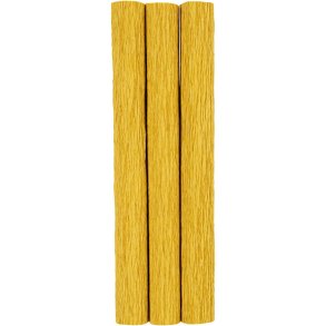 Crepepapir, ark 25x60 cm, Stræk/crepe: 180%, 105 g, karrygul, 3 ark/ 1 pk.
