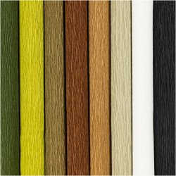Crepepapir, ark 25x60 cm, Str&aelig;k/crepe: 180%, 105 g, natur, 8 ark/ 1 pk.