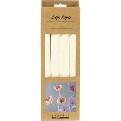 Crepepapir, ark 25x60 cm, Str&aelig;k/crepe: 180%, 105 g, off white, 4 ark/ 1 pk.