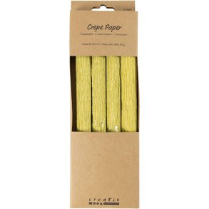 Crepepapir, ark 25x60 cm, Stræk/crepe: 180%, 105 g, lys grøn, 4 ark/ 1 pk.