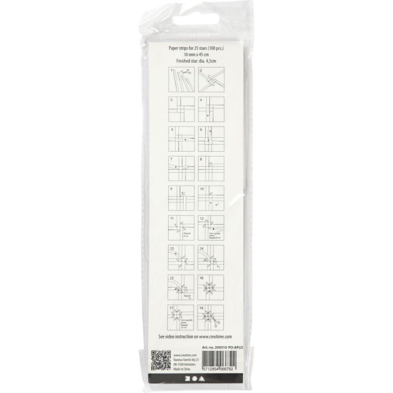 Stjernestrimler, L: 45 cm, diam. 4,5 cm, B: 10 mm, hvid, 100 strimler/ 1 pk.