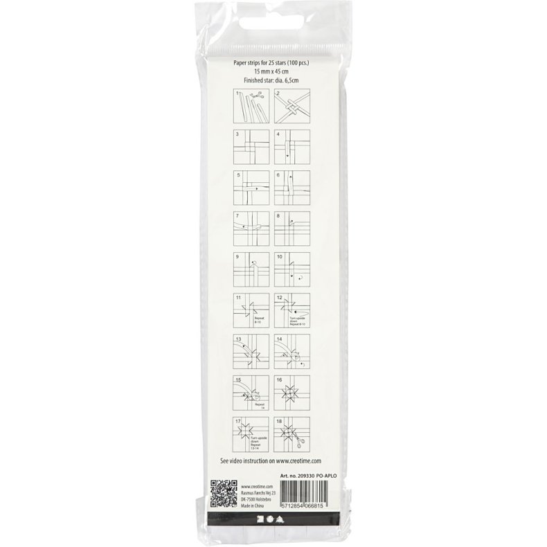 Stjernestrimler, L: 45 cm, diam. 6,5 cm, B: 15 mm, hvid, 100 strimler/ 1 pk.