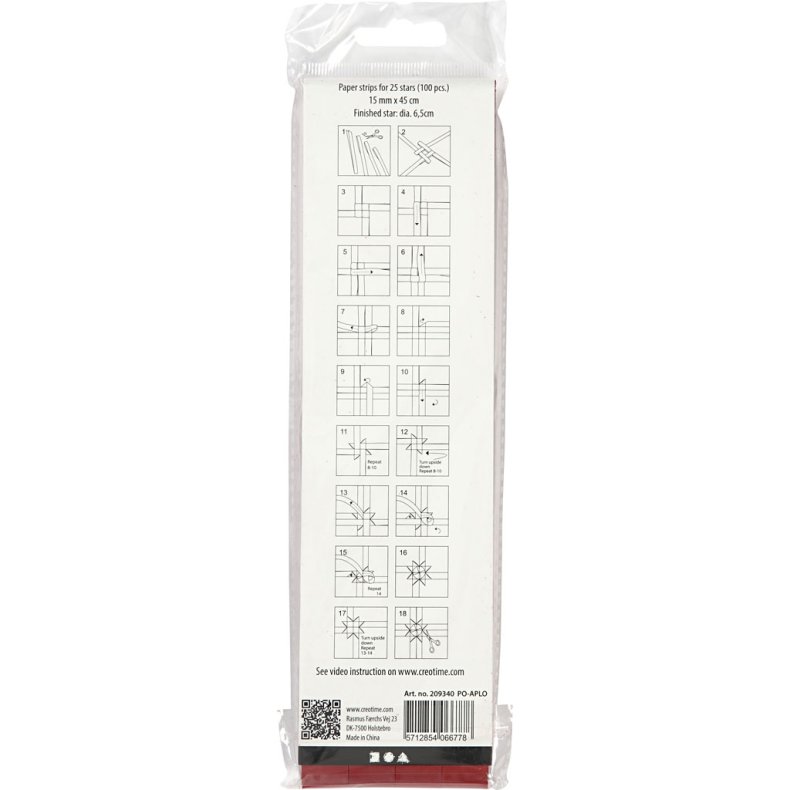 Stjernestrimler, L: 45 cm, diam. 6,5 cm, B: 15 mm, r&oslash;d, 100 strimler/ 1 pk.