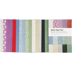 Glitterpapir i blok, A4, ark 210x297 mm, 150 g, 30 ark/ 1 stk.
