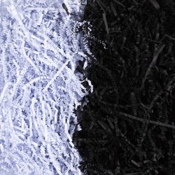 Kr&oslash;llede Papirstrimler, L: 25-30 cm, B: 3 mm, sort, hvid, 2x50 g/ 1 pk.