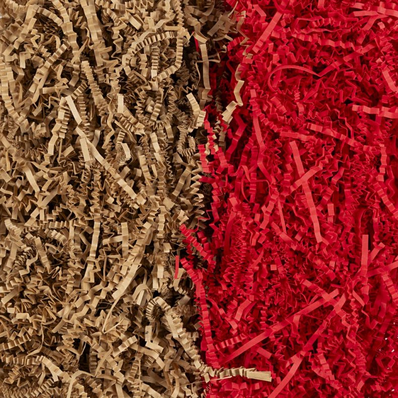 Kr&oslash;llede Papirstrimler, L: 25-30 cm, B: 3 mm, brun, r&oslash;d, 2x50 g/ 1 pk.