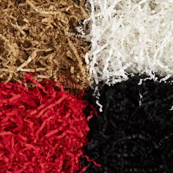 Kr&oslash;llede Papirstrimler, L: 25-30 cm, B: 3 mm, sort, brun, r&oslash;d, hvid, 4x50 g/ 1 pk.