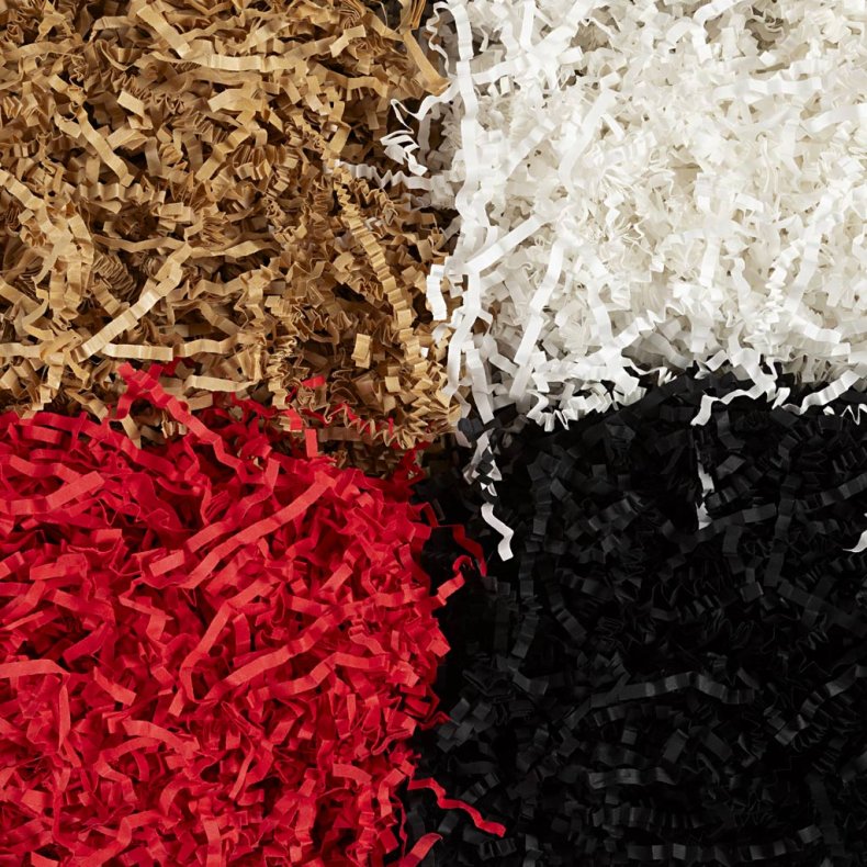 Kr&oslash;llede Papirstrimler, L: 25-30 cm, B: 3 mm, sort, brun, r&oslash;d, hvid, 4x50 g/ 1 pk.