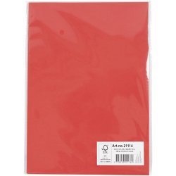 Karton, A4, ark 210x297 mm, 180 g, r&oslash;d, 20 ark/ 1 pk.