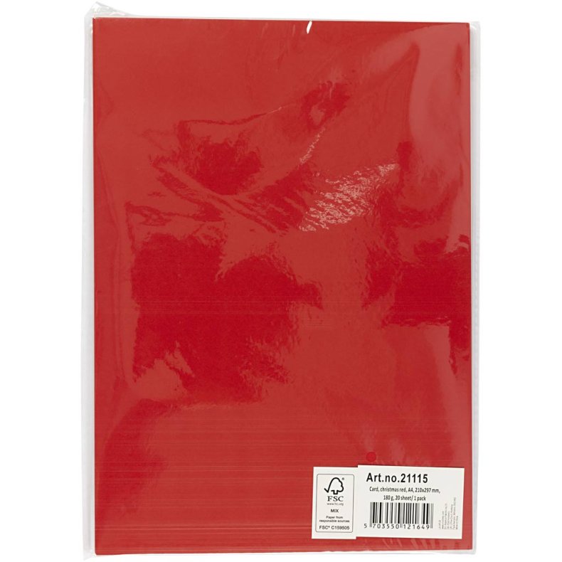 Karton, A4, ark 210x297 mm, 180 g, juler&oslash;d, 20 ark/ 1 pk.