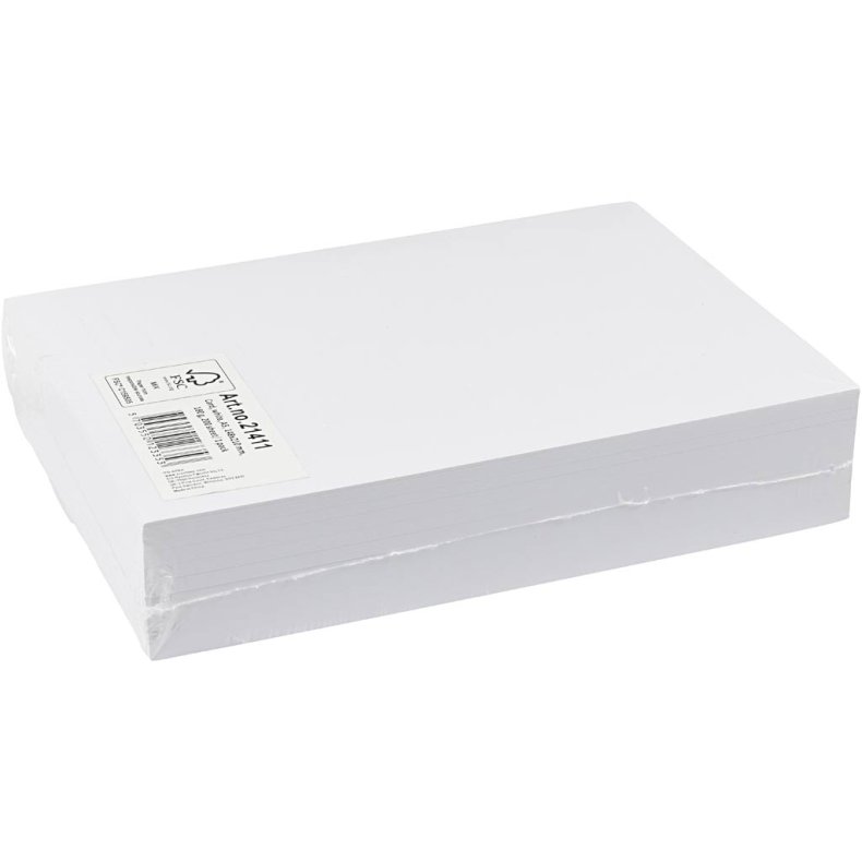 Karton, A5, ark 148x210 mm, 180 g, hvid, 200 ark/ 1 pk.