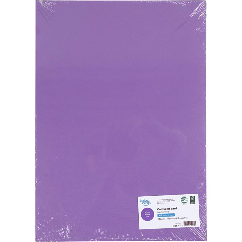 Karton, A3, 180 g, lilla, 25 ark/ 1 pk.