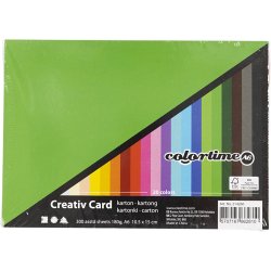 Creativ Karton, A6, ark 105x148 mm, 180 g, ass. farver, 120 ass. ark/ 1 pk.