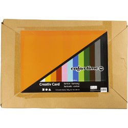 Kul&oslash;rt karton, A2, ark 420x594 mm, 180 g, ass. farver, 120 ass. ark/ 1 pk.