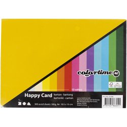 For&aring;rskarton, A6, ark 105x148 mm, 180 g, ass. farver, 300 ass. ark/ 1 pk.