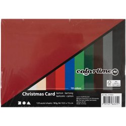 Julekarton, A6, ark 105x148 mm, 180 g, ass. farver, 120 ass. ark/ 1 pk.