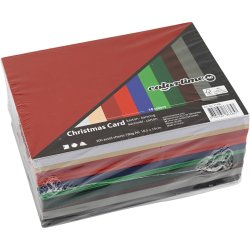 Julekarton, A6, ark 105x148 mm, 180 g, ass. farver, 300 ass. ark/ 1 pk.