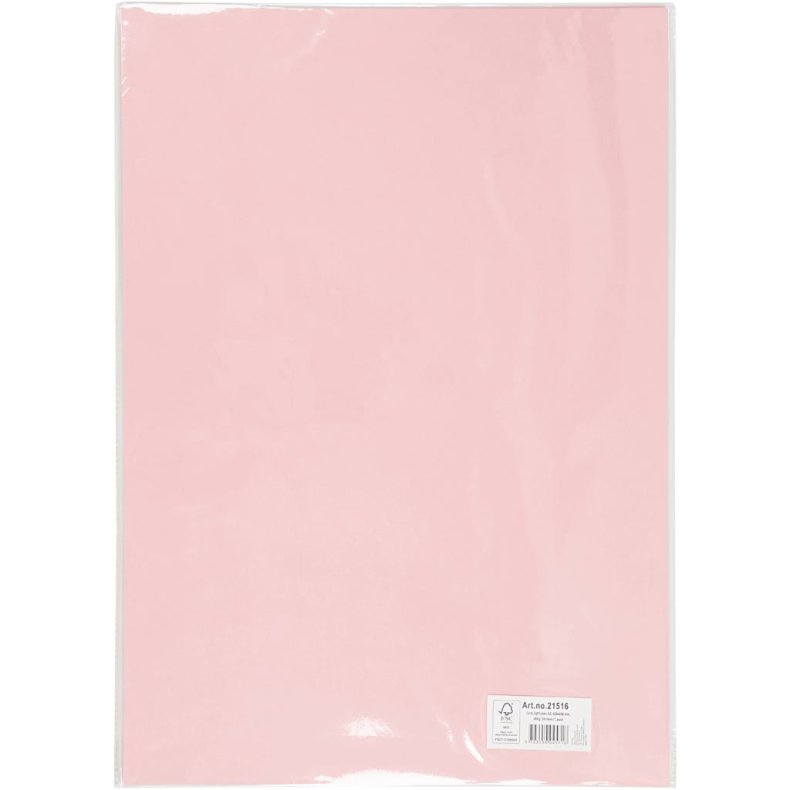 Karton, A2, ark 420x594 mm, 180 g, lys pink, 10 ark/ 1 pk.