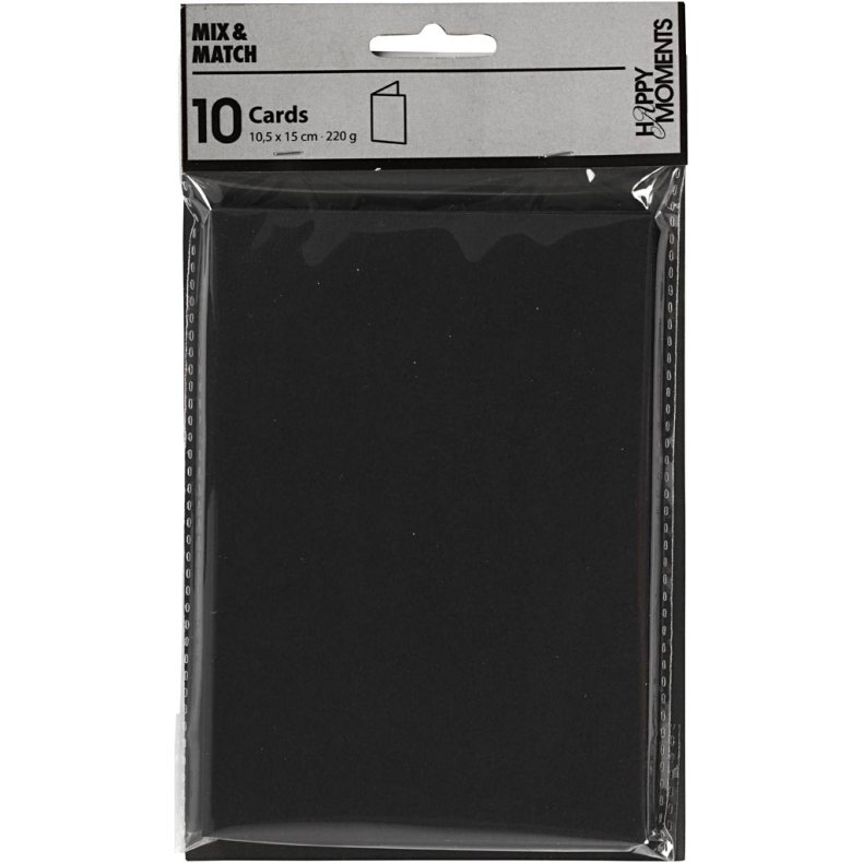 Kort, kort str. 10,5x15 cm, 220 g, sort, 10 stk./ 1 pk.