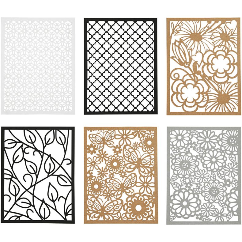 Blondekarton i blok, A6, ark 104x146 mm, 200 g, sort, natur, gr&aring;, hvid, 24 stk./ 1 pk.