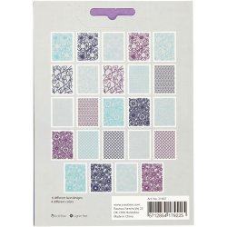 Blondekarton i blok, A6, ark 104x146 mm, 200 g, bl&aring;, lysebl&aring;, m&oslash;rk bl&aring;, lilla, 24 stk./ 1 pk.