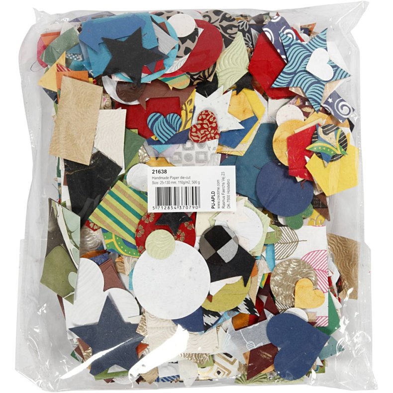 H&aring;ndlavet Papir, str. 25-130 mm, 110 g, 500 g/ 1 pk.