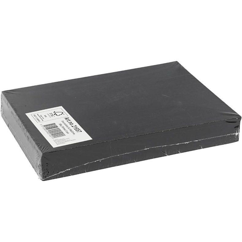 Karton, A5, ark 148x210 mm, 200 g, sort, 100 ark/ 1 pk.
