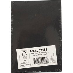 Karton, A6, ark 105x148 mm, 200 g, sort, 100 ark/ 1 pk.