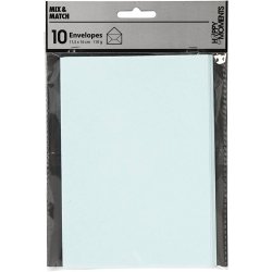 Kuvert, kuvert str. 11,5x16 cm, 110 g, lysebl&aring;, 10 stk./ 1 pk.