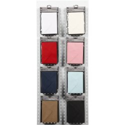 Kuvert, kuvert str. 11,5x16 cm, 110 g, sort, bl&aring;, r&oslash;d, hvid, 8x10 pk./ 1 pk.