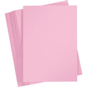 Karton, A4, ark 210x297 mm, 180 g, lys pink, 100 ark/ 1 pk.